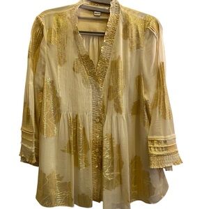 Diane Von Furstenberg Women’s Layla Silk and Gold Old Money Women's Top sz 8